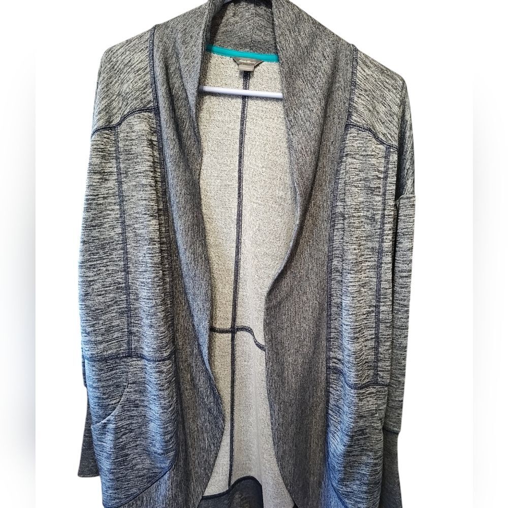 Eddie Bauer Summit Wrap Shawl Collar Cardigan Performance space dyed navy XL